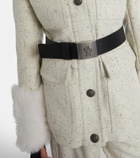 Moncler Grenoble Devez belted shearling-trimmed virgin wool down ski jacket
