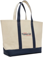 Sporty & Rich Off-White & Navy 94 Racquet Club Two Tone Tote