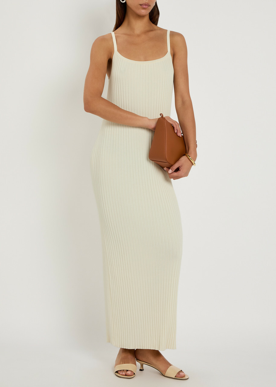 Giuliva Heritage Lizzie Ribbed-knit Maxi Dress Ivory