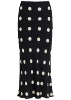 Reformation Layla Polka dot Georgette Midi Skirt Black