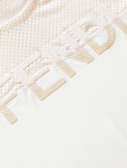 FENDI - Logo-Appliquéd Mesh-Panelled Cotton-Blend Jersey T-Shirt - Neutrals