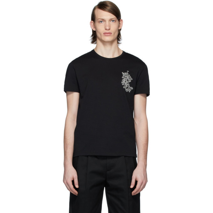 Photo: Alexander McQueen Black Embroidered Logo T-Shirt