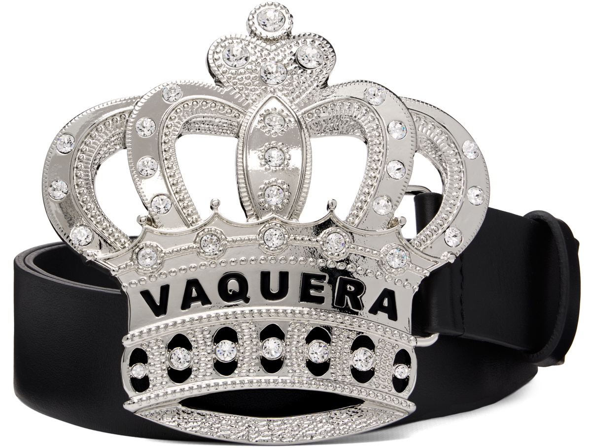VAQUERA Black Swarovski Crystal Crown Belt