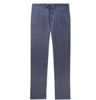 120% - Linen Drawstring Trousers - Blue