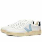 Veja Men's V-12 Leather Sneakers in Extra White/Steel/Nautico