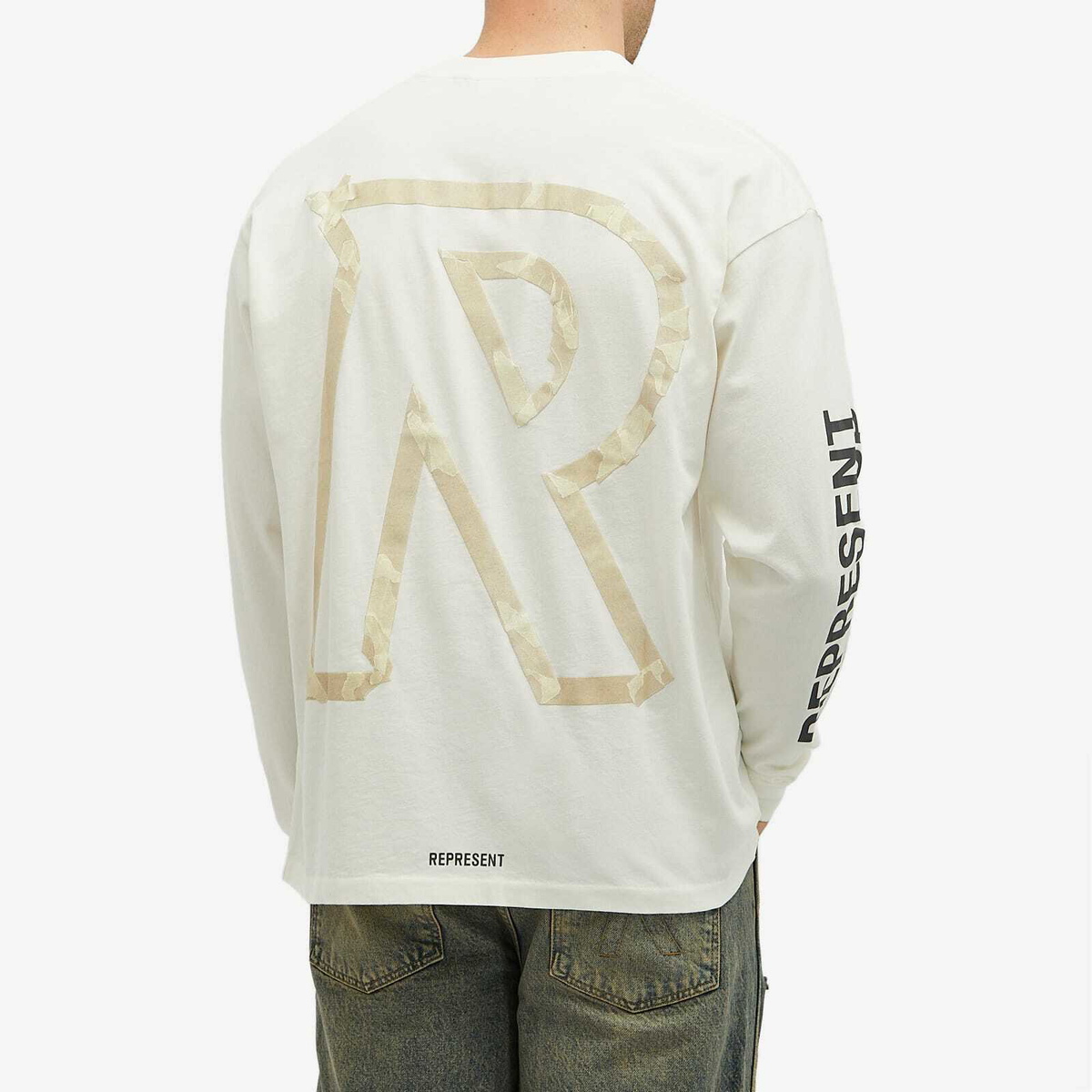 Represent Men's Masking Tape Initial Ls T-Shirt in Flat White