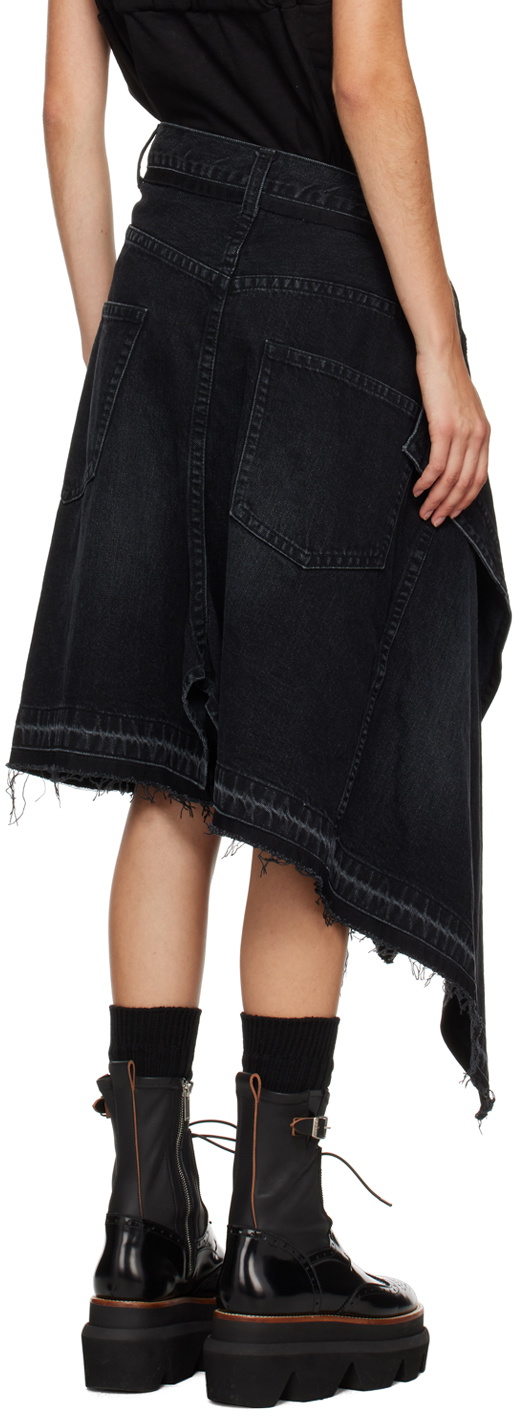 sacai Black Asymmetric Denim Skirt
