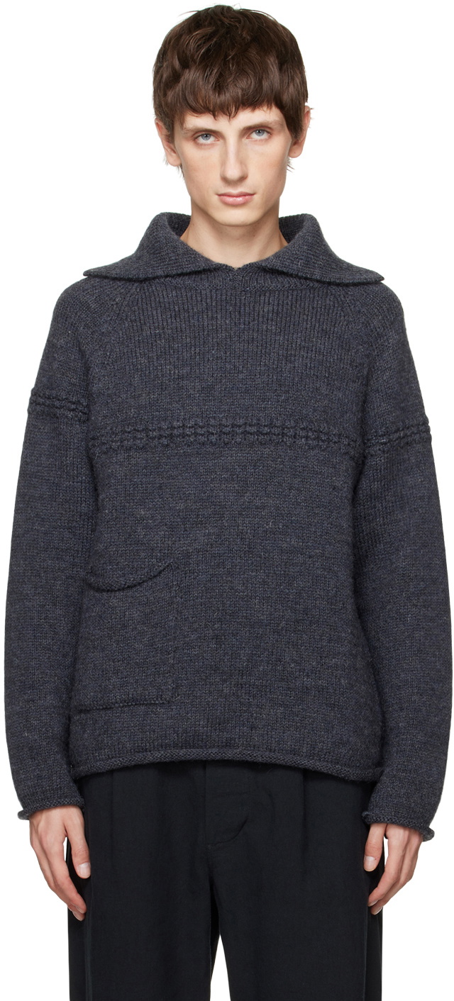XENIA TELUNTS Gray Rolled Edges Sweater