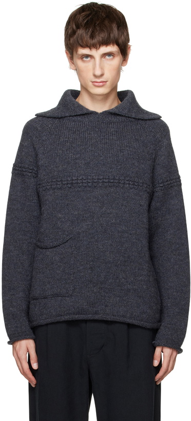 Photo: XENIA TELUNTS Gray Rolled Edges Sweater