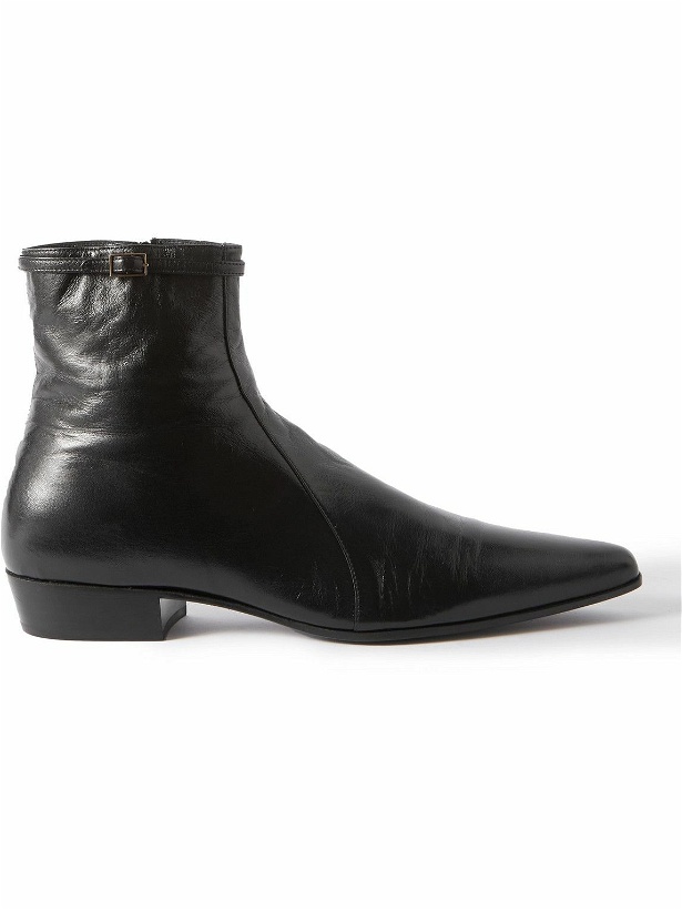 Photo: SAINT LAURENT - Arsun Leather Ankle Boots - Black