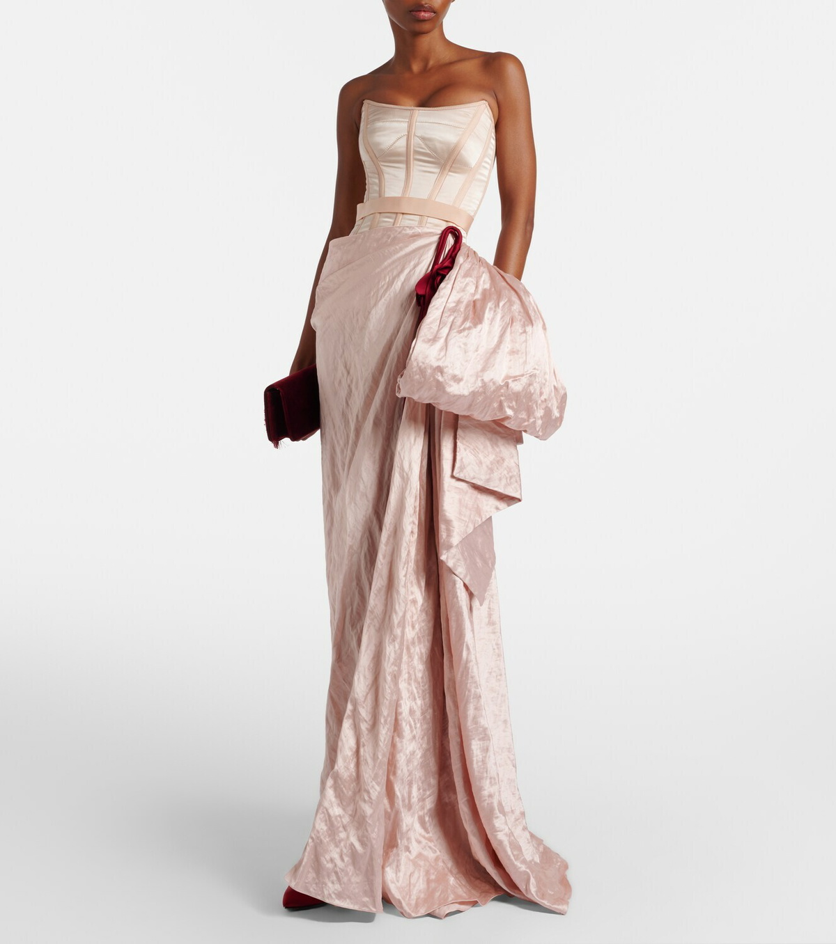 Erdem Floral-appliqué draped satin gown