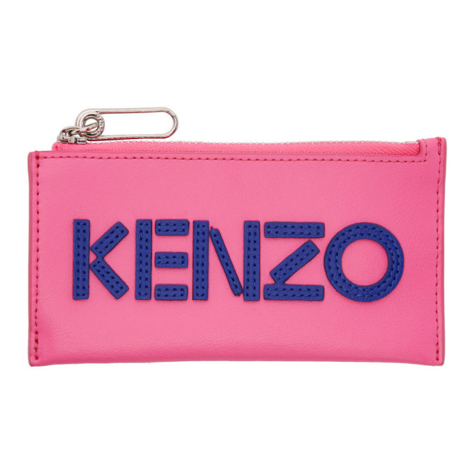 Kenzo Pink Logo Zip Card Holder Kenzo