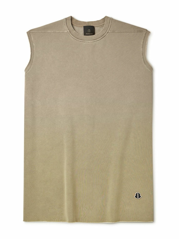 Photo: Rick Owens - Moncler Tarp Logo-Appliquéd Distressed Cotton-Blend Jersey Sleeveless Sweatshirt - Brown