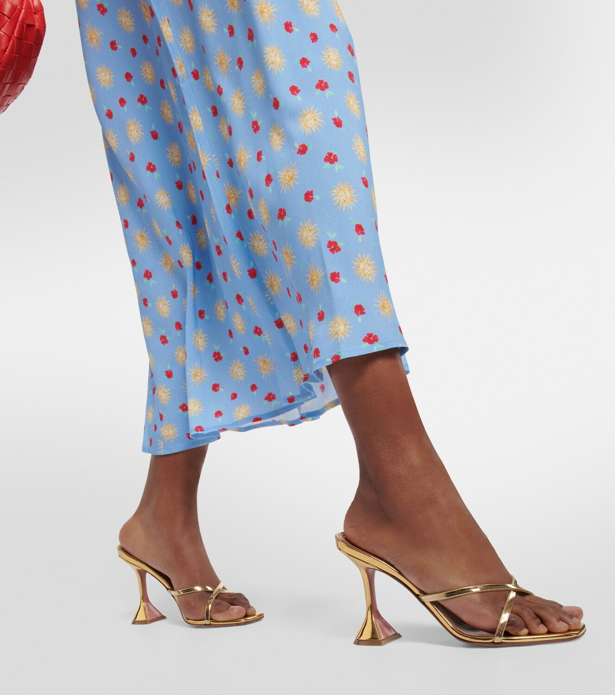 【Rixo】 Lanieプリントミディドレス Lanie Midi Dress in Blue Sun Petal Serenity