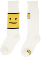 Acne Studios Off-White & Yellow Jacquard Logo Socks