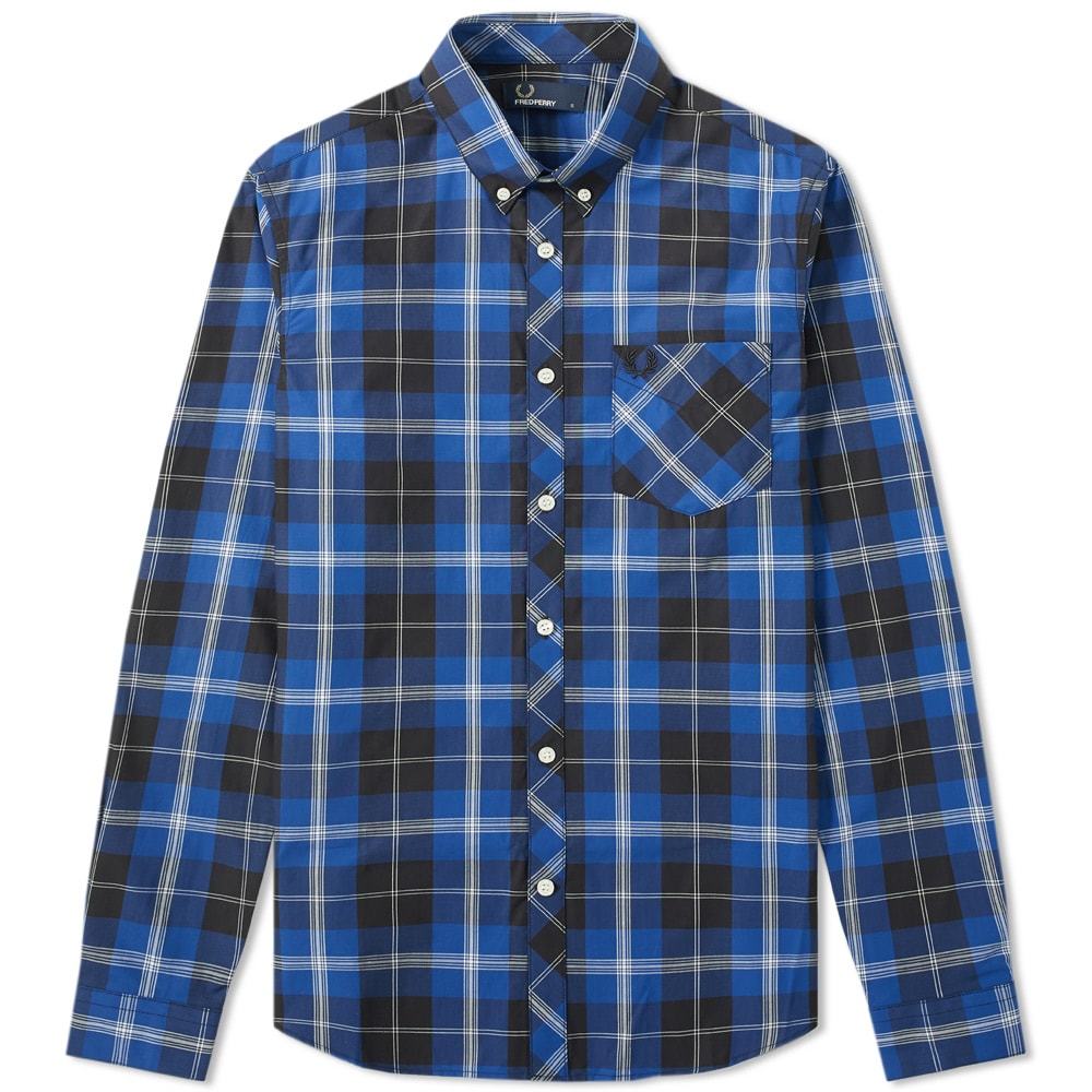 Fred Perry Tartan Check Pocket Shirt Royal Fred Perry