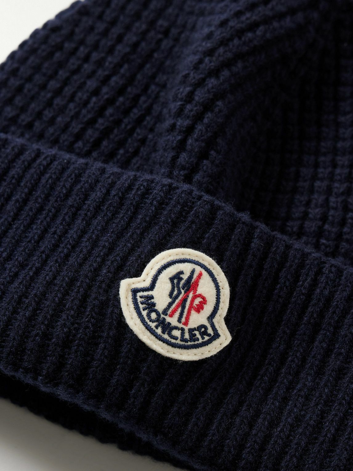 Moncler - Logo-Appliquéd Waffle-Knit Virgin Wool and Cashmere-Blend Beanie