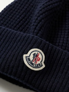 Moncler - Logo-Appliquéd Waffle-Knit Virgin Wool and Cashmere-Blend Beanie