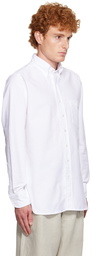 Drake's White Cotton Oxford Shirt