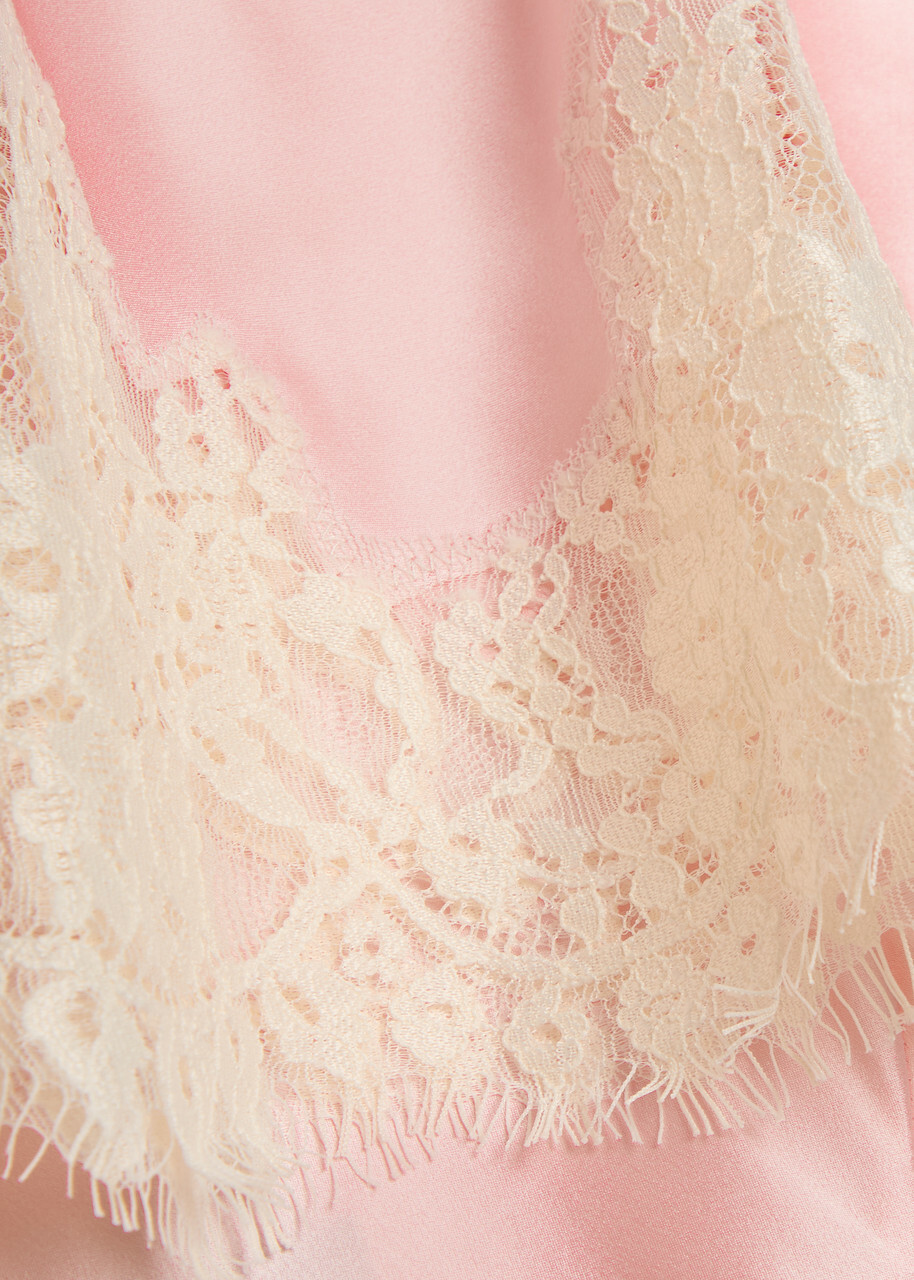 Reformation Carolina Lace-trim Silk Skirt Light Pink