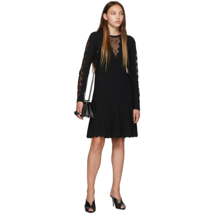 Alexander McQueen Black Knit Ottoman Mini Dress Alexander