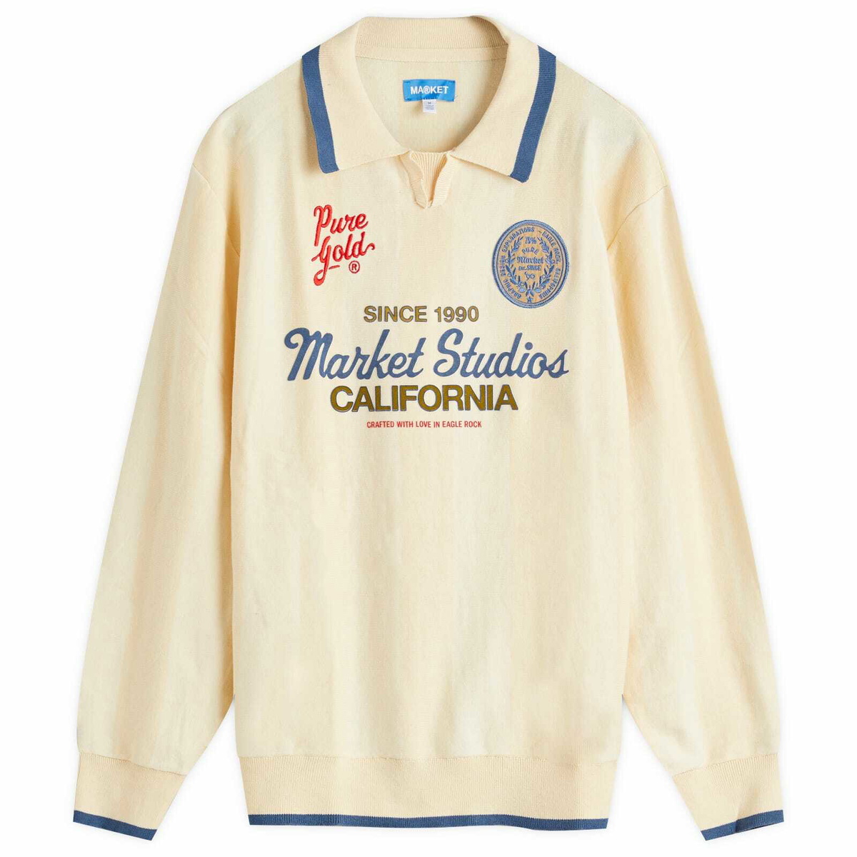 MARKET Men's Pure Gold Collared Sweater in Butter-Cream