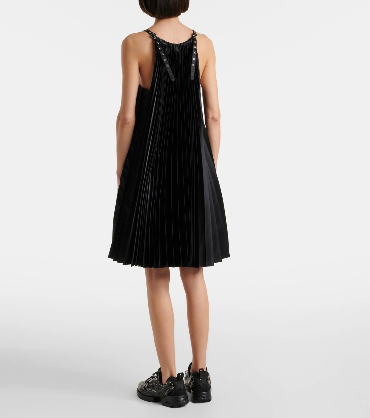 Noir Kei Ninomiya Pleated faux leather minidress