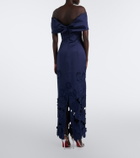 Costarellos Norelle off-shoulder satin midi dress