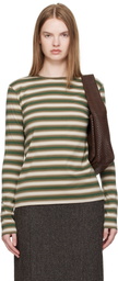 AURALEE Brown & Green Gradient Stripe Jersey L/S T-shirt