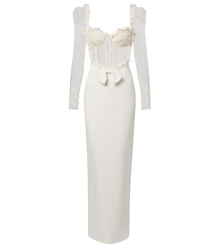 Photo: Alessandra Rich Bow-detail lace-trimmed cady gown
