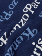 KENZO - Logo-Jacquard Cotton and Wool-Blend Cardigan - Blue