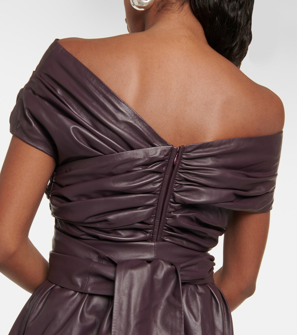 leather bell sleeve dress Miss Selfridge faux leather long sleeve corset dress with puff sleeve   ASOS Sample Sale