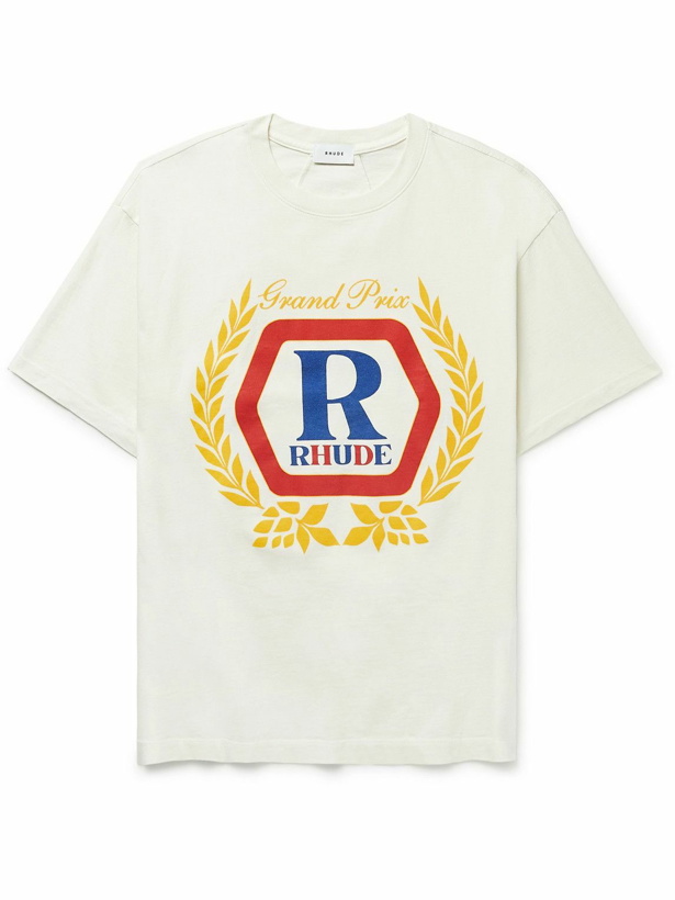 Photo: Rhude - Hopps Logo-Print Cotton-Jersey T-Shirt - White