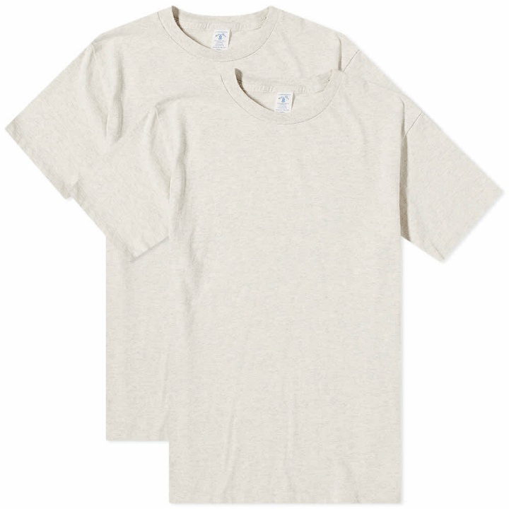 Photo: Velva Sheen Men's 2 Pack Plain T-Shirt in Oatmeal