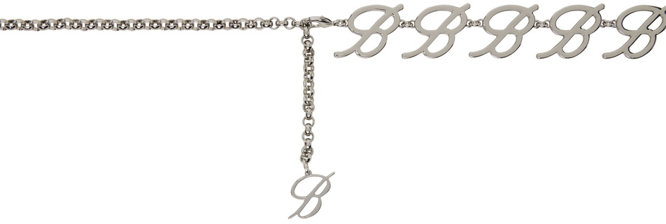 Blumarine Silver Logo Chain Belt