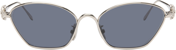 Photo: LOEWE Silver Anagram Hexagonal Sunglasses