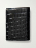 SAINT LAURENT - Tiny Cassandre Logo-Appliquéd Croc-Effect Leather Bifold Wallet