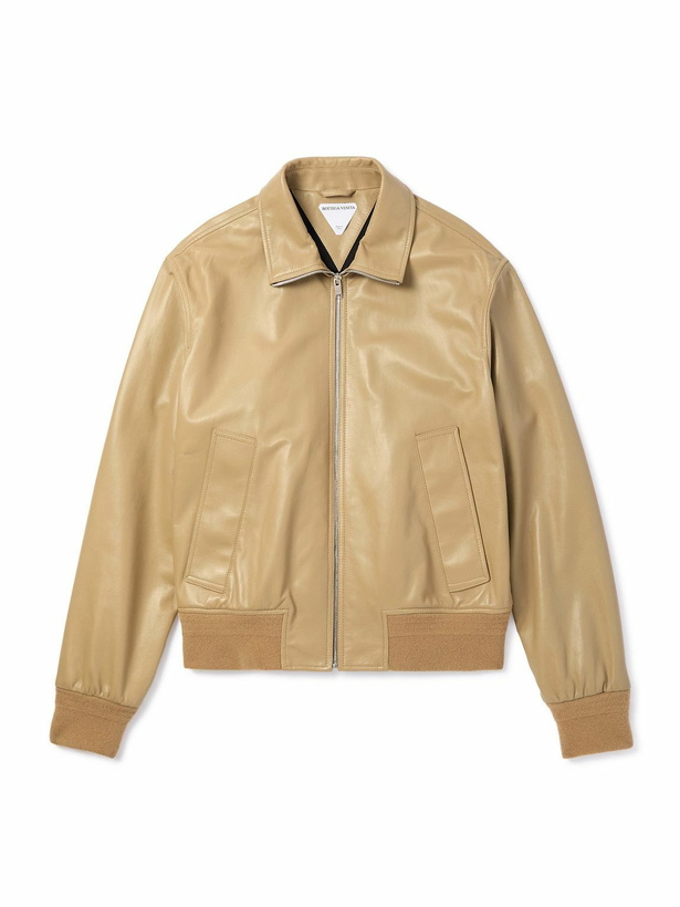 Photo: Bottega Veneta - Oversized Leather Blouson Jacket - Neutrals