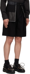 Feng Chen Wang Black Deconstructed Patchwork Shorts