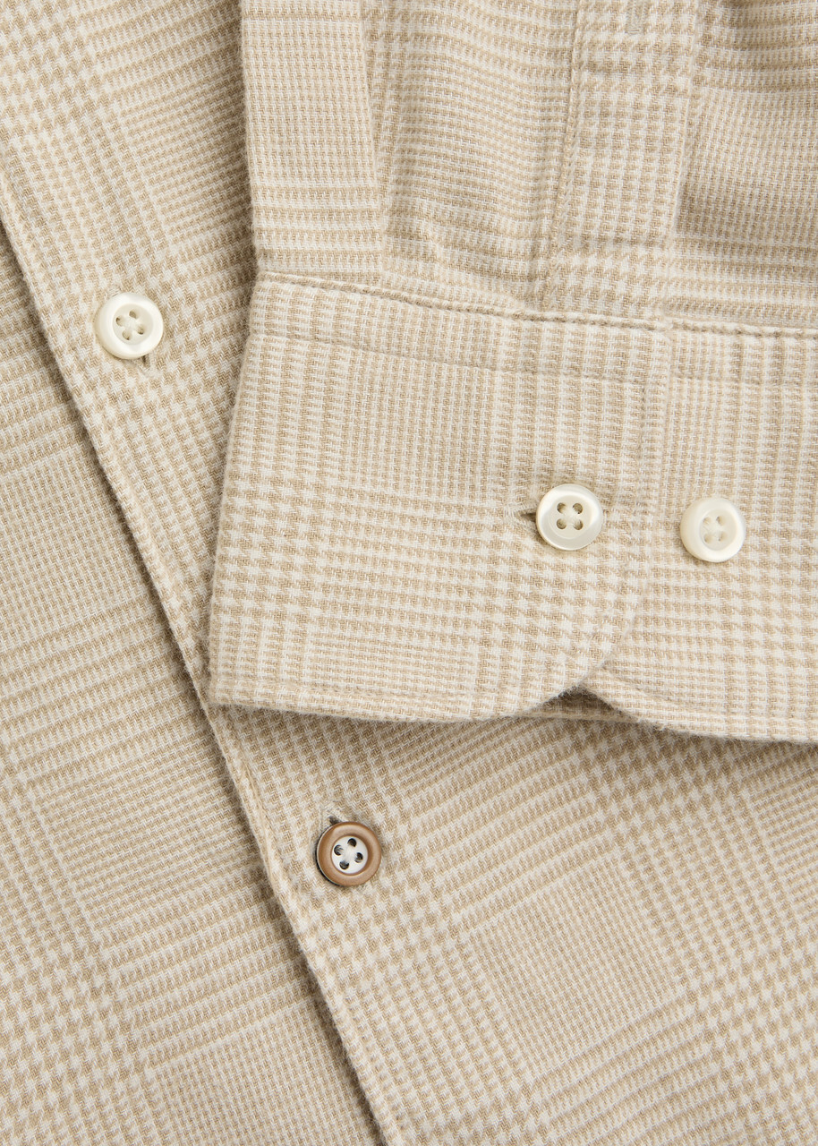 Boss Houndstooth Cotton Shirt Beige