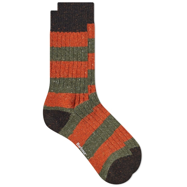 Photo: Barbour Men's Houghton Stripe Socks in Burnt Orange/Olive