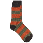 Barbour Men's Houghton Stripe Socks in Burnt Orange/Olive