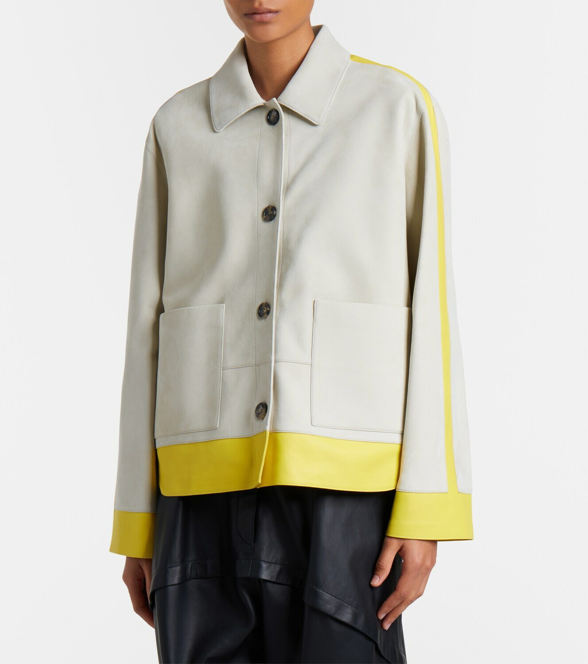 Loewe Leather-trimmed suede jacket