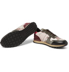 Valentino - Valentino Garavani Rockrunner Suede, Leather and Canvas Sneakers - Pink