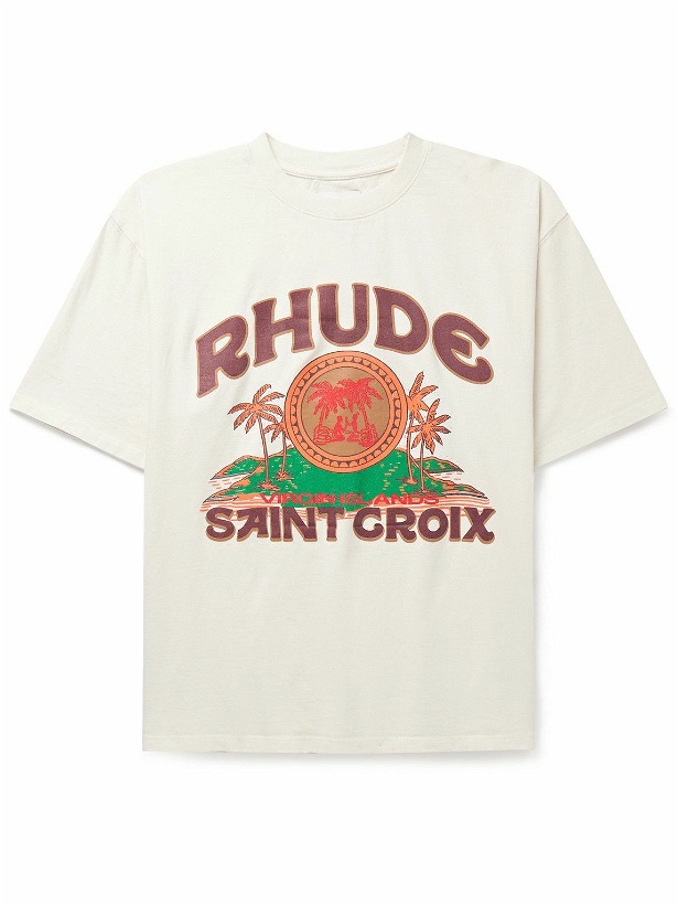 Photo: Rhude - Saint Croix Logo-Print Cotton-Jersey T-Shirt - White