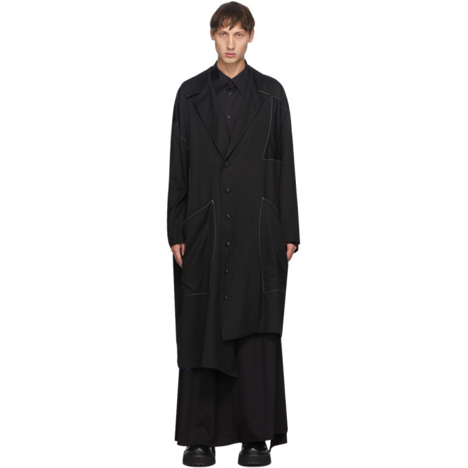 Sulvam Black Wool Gabardine Overcoat Sulvam