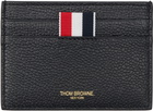 Thom Browne Black Pebble Grain Hector Single Card Holder