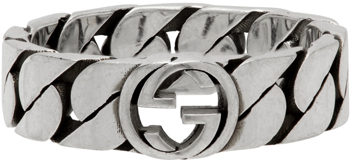 Photo: Gucci Silver Thin Chain Interlocking G Ring
