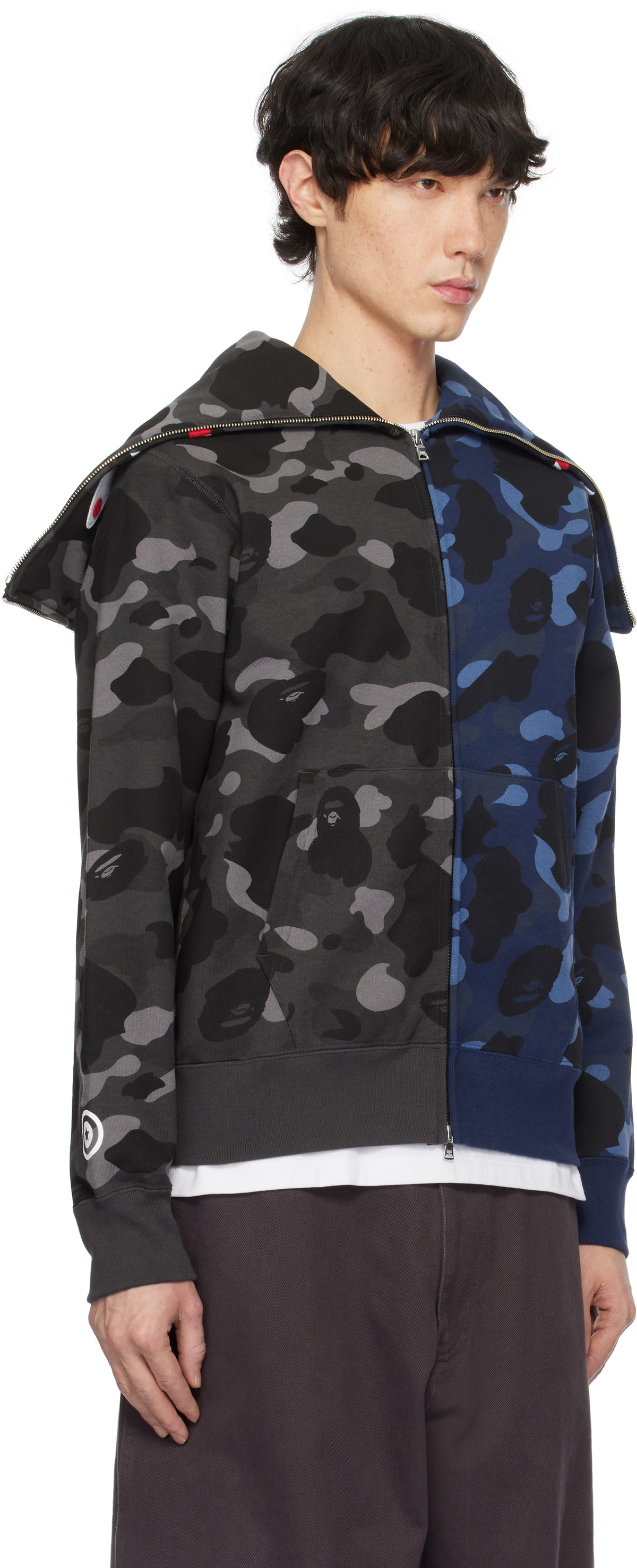 BAPE Black & Navy Color Camo Separate Shark Full Zip Hoodie