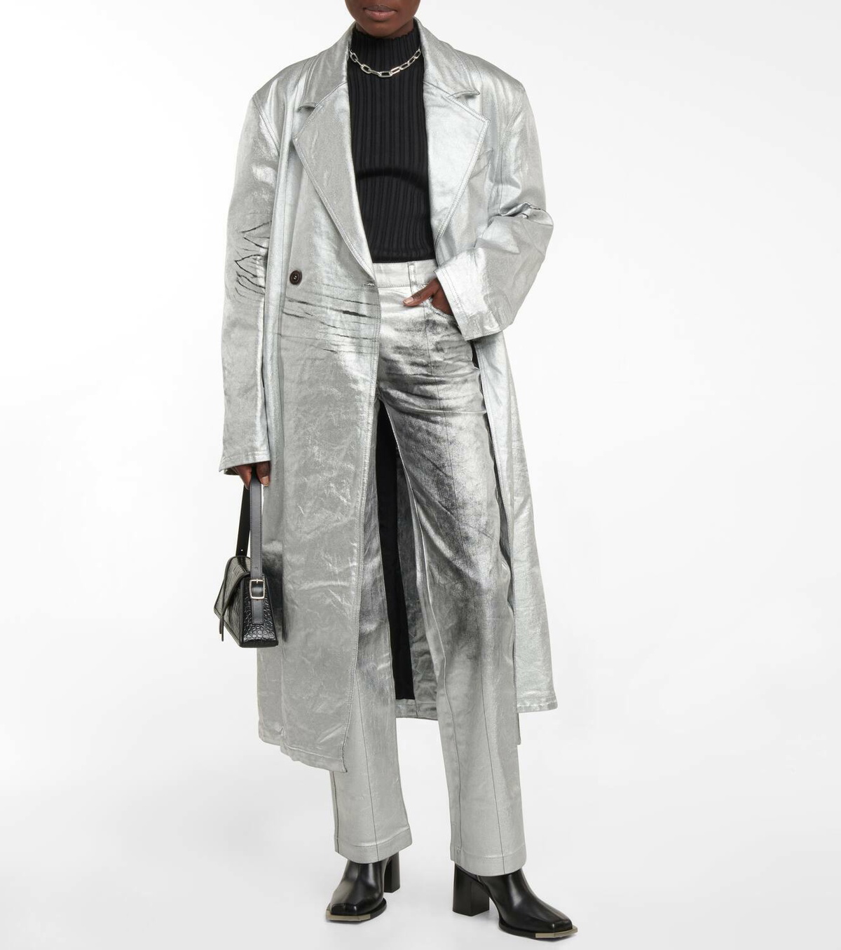 Peter Do Metallic mid-rise straight jeans
